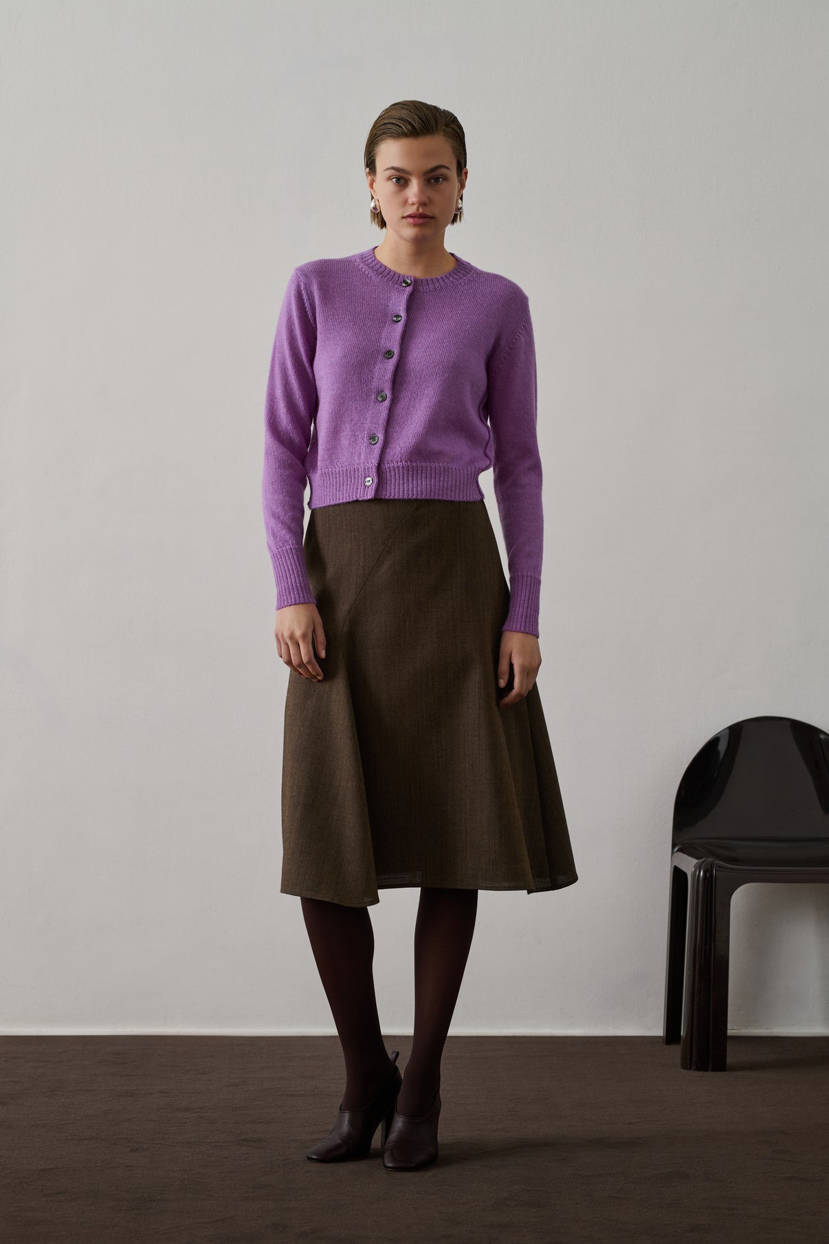 Cardigan Griffith - Lilas - Laine - Femme vue 1