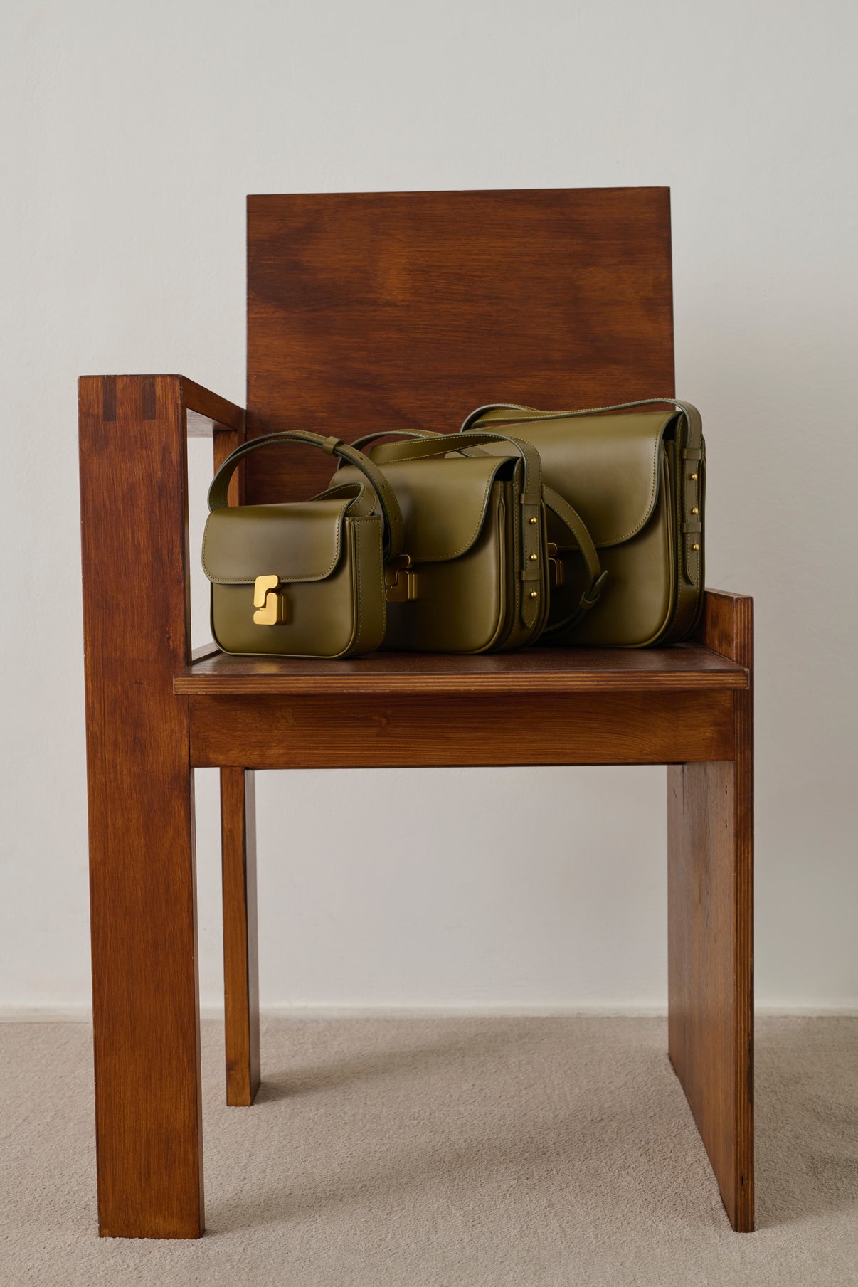 Sac Bellissima Maxi - Kaki Doré - Cuir - Femme vue 6